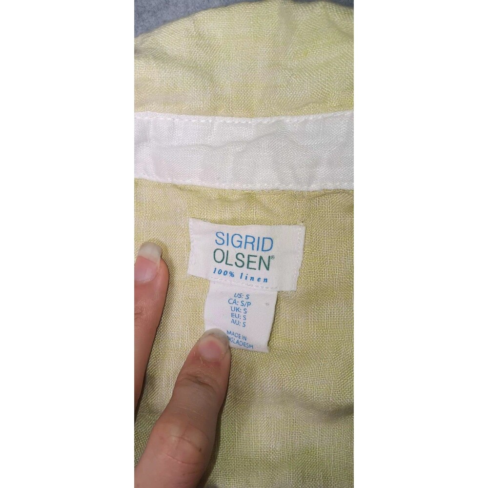 Sigrid Olson 100% Linen Long Sleeve Button Up Small Yellow Coastal Quiet Luxury - Picture 2 of 12